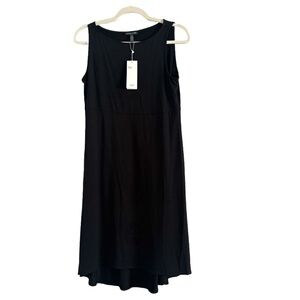 Eileen Fisher Black Sleeveless A-Line Midi Jersey Dress